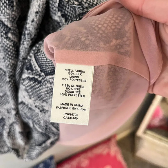 Rebecca Taylor Womens Black Gray Shift Dress 2 Long Sleeve Tie Neck Snake Print - Picture 11 of 13